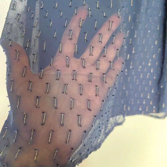 J. Crew Womens Skirt Sz 2 Gold thread Blue Lined Semi Sheer Knee-Length Coastal - Picture 5 of 12